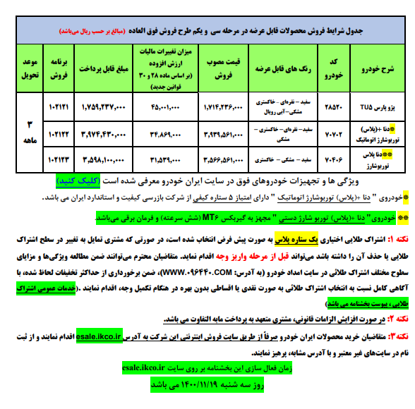 جزییات فروش فوری ۳ محصول ایران خودرو از فردا سه‌شنبه ۱۹ بهمن‌ماه